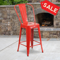 Flash Furniture CH-31320-24GB-RED-GG Metal Bar Stool in Red
